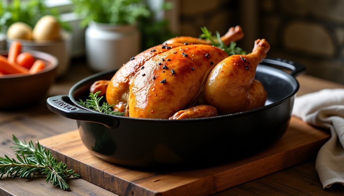 Maîtriser la cuisson de la pintade de 1,5 kg en cocotte : guide détaillé et astuces gourmandes